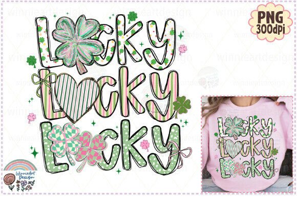 Download Lucky Shamrock Brushstroke Preppy Doodle - Lucky shamrock Collection